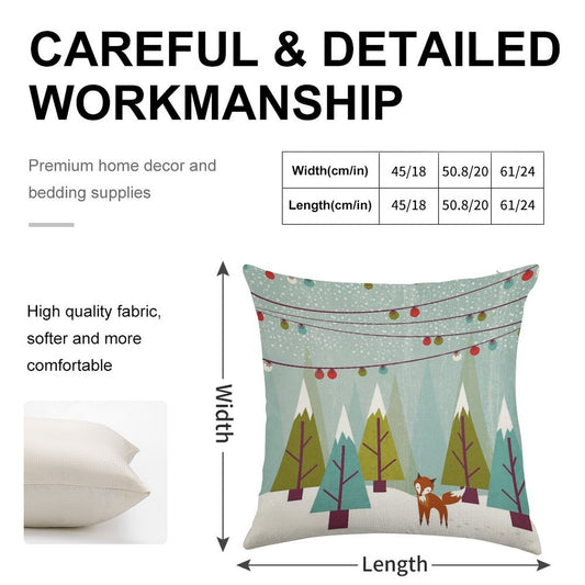 Winter Linen Throw Pillow Cover