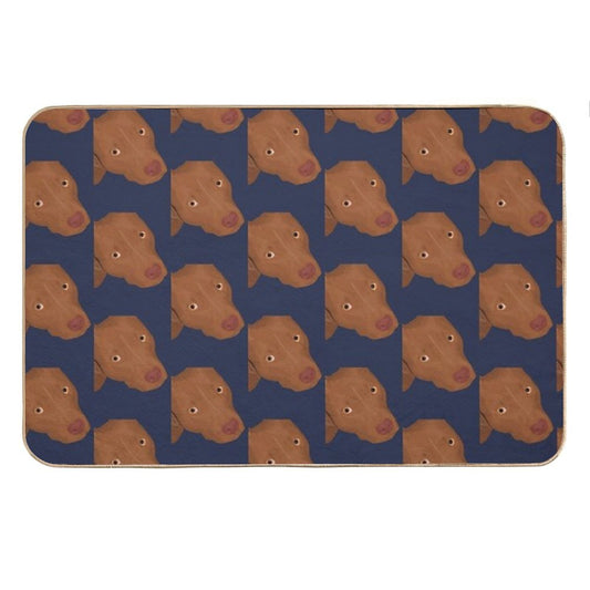 Cute Red Nose Pitbull Portrait - Vector Art Bath Mat