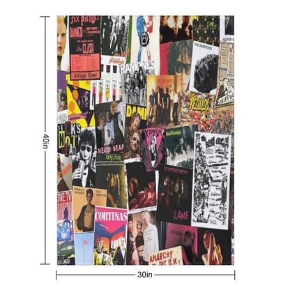 70s Punk Rock Music Throw Blanket