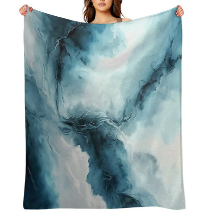 Cloudy Storm - Abstract Alcohol Ink Art Throw Blanket