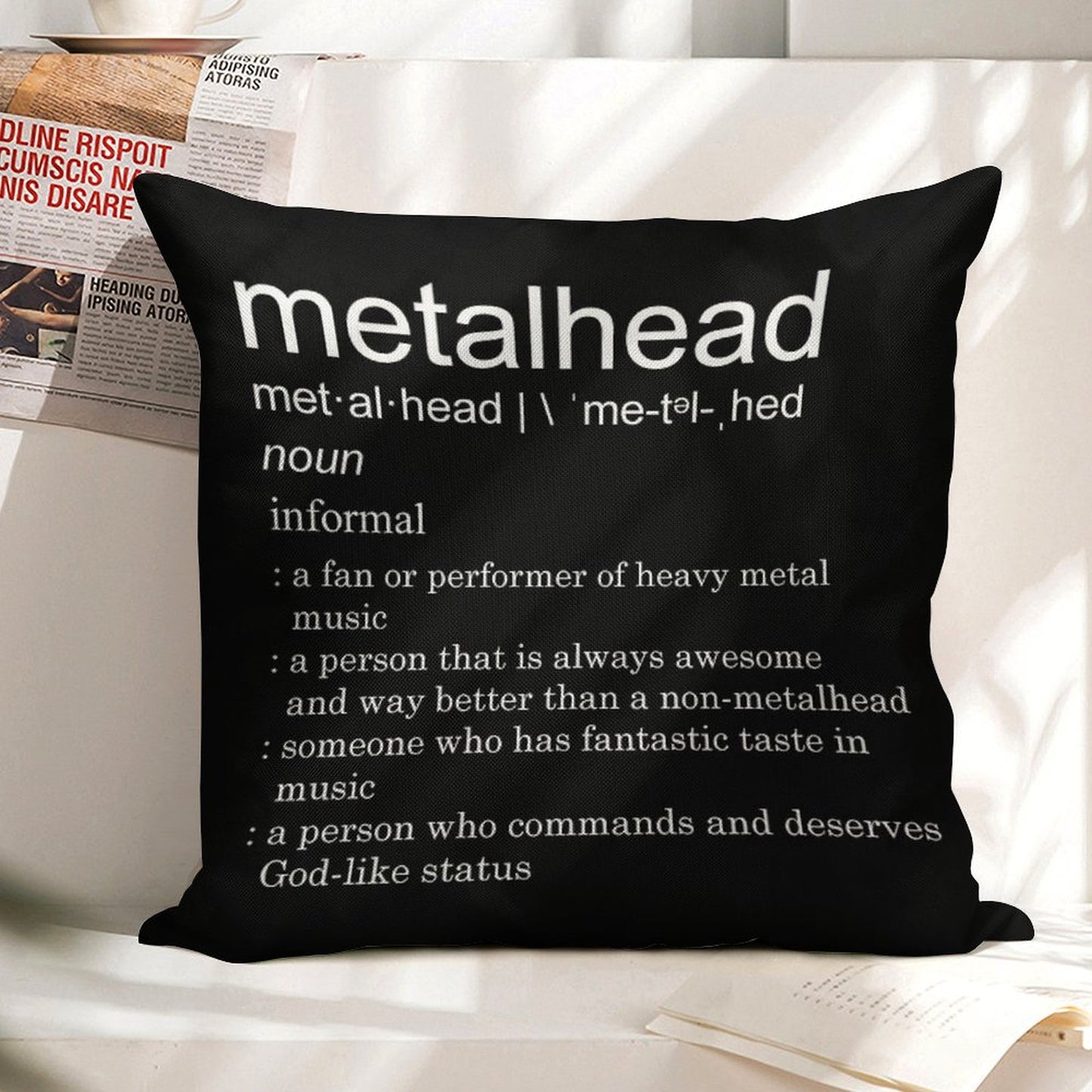 Metalhead Meaning Linen Throw Pillow Cover