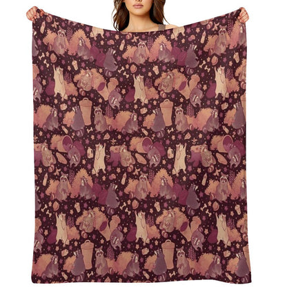 Raccoons Nighttime Pillage Throw Blanket