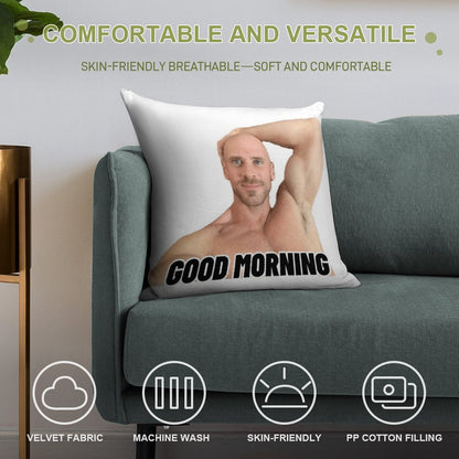 Johnny Sins Good Morning Soft Durable Construction Throw Pillow
