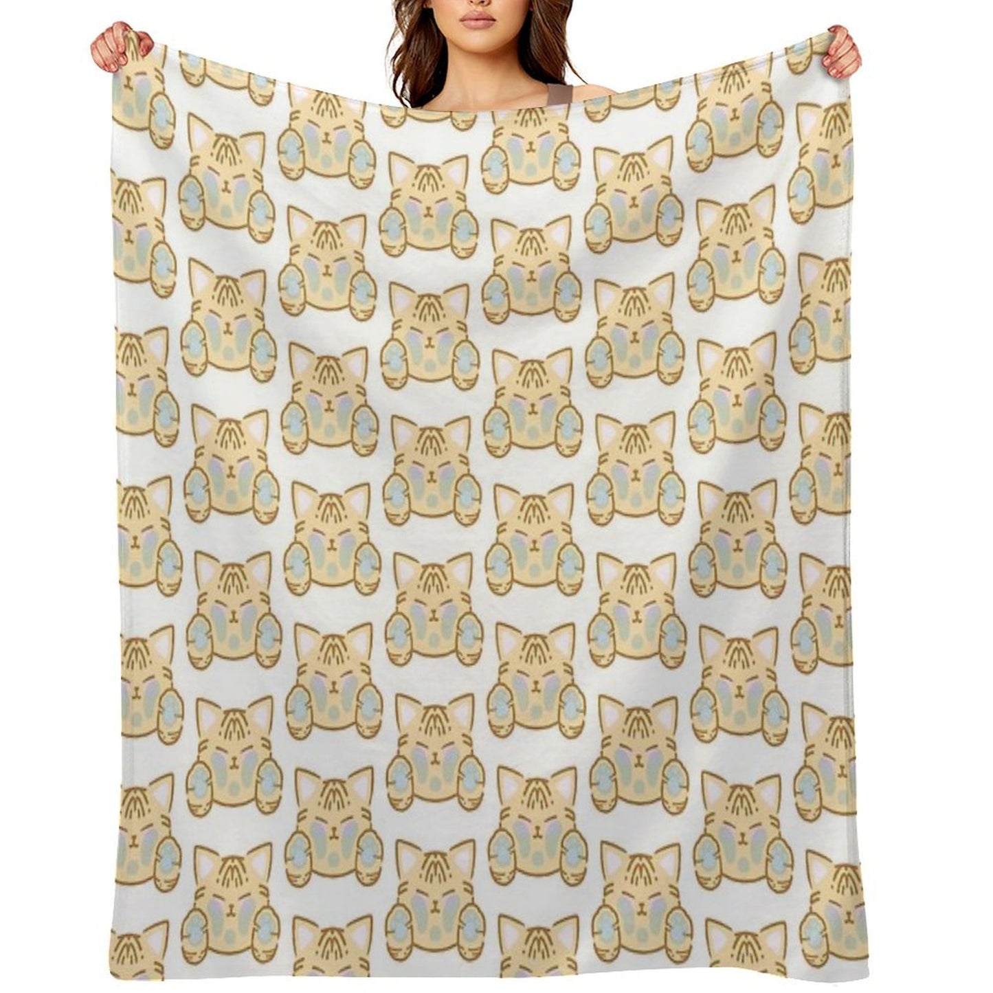Cute Kitties Cat Sticker Throw Blanket