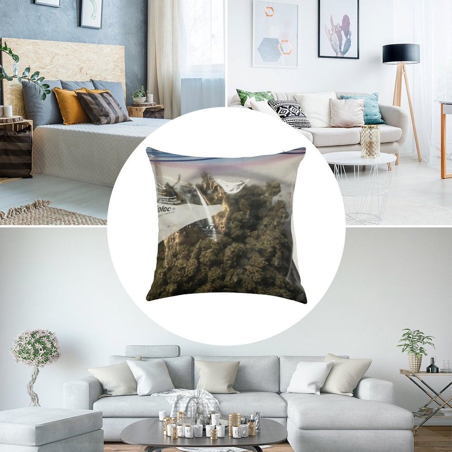 Weed Marijuana Extra Zip Pillow And Linen Throw Pillow Cover