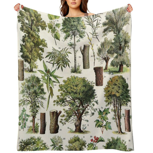 Adolphe Millot - Arbres A - French Vintage Botanical Poster Throw Blanket