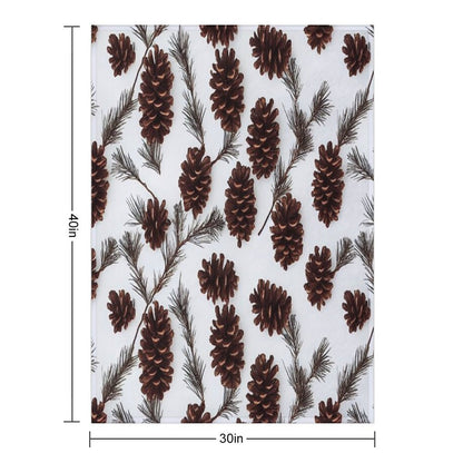 Pine Cones Festive Background with Fir Branch, Seamless Pattern. Throw Blanket
