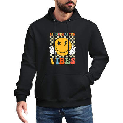 Kindergarten Vibes Retro Groovy Back to School Kindergarten Cotton-Polyester Blend Hoodie