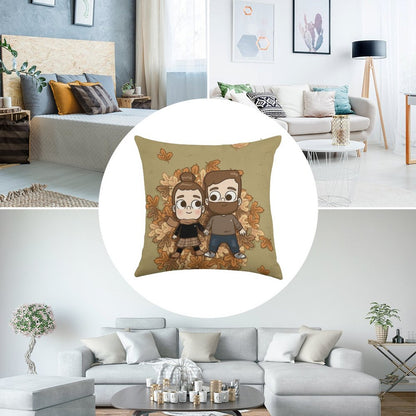 Fall Phone Home - Pibubear Linen Throw Pillow Cover