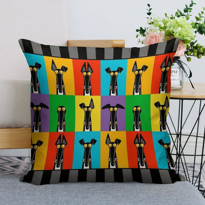 Greyhound Semaphore with Border Linen Throw Pillow Cover
