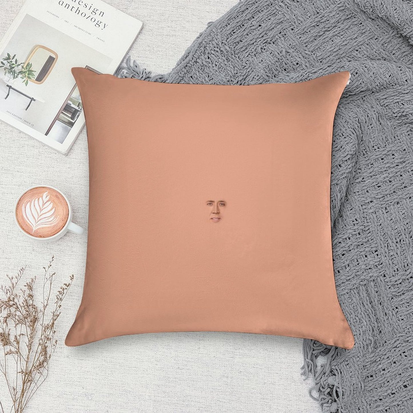 Nicolas Cage Face Soft Durable Construction Throw Pillow