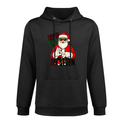 Funny Santa Says Six Seven Christmas 67 Meme Xmas Men Kids Shape Retention Hoodie