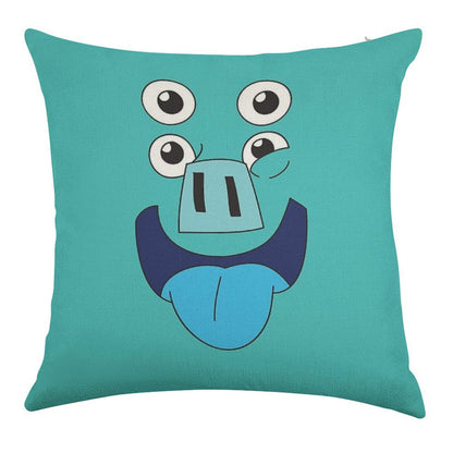 Kipo - Pig Face Linen Throw Pillow Cover