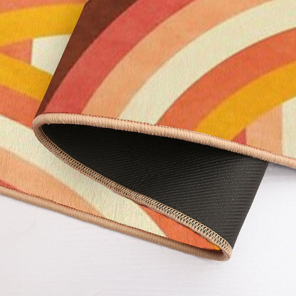 Vintage Orange 70's Style Rainbow Stripes Bath Mat