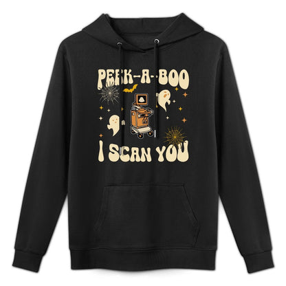 Peek-A-Boo I Scan You, Ultrasound Halloween Adjustable Hood Hoodie