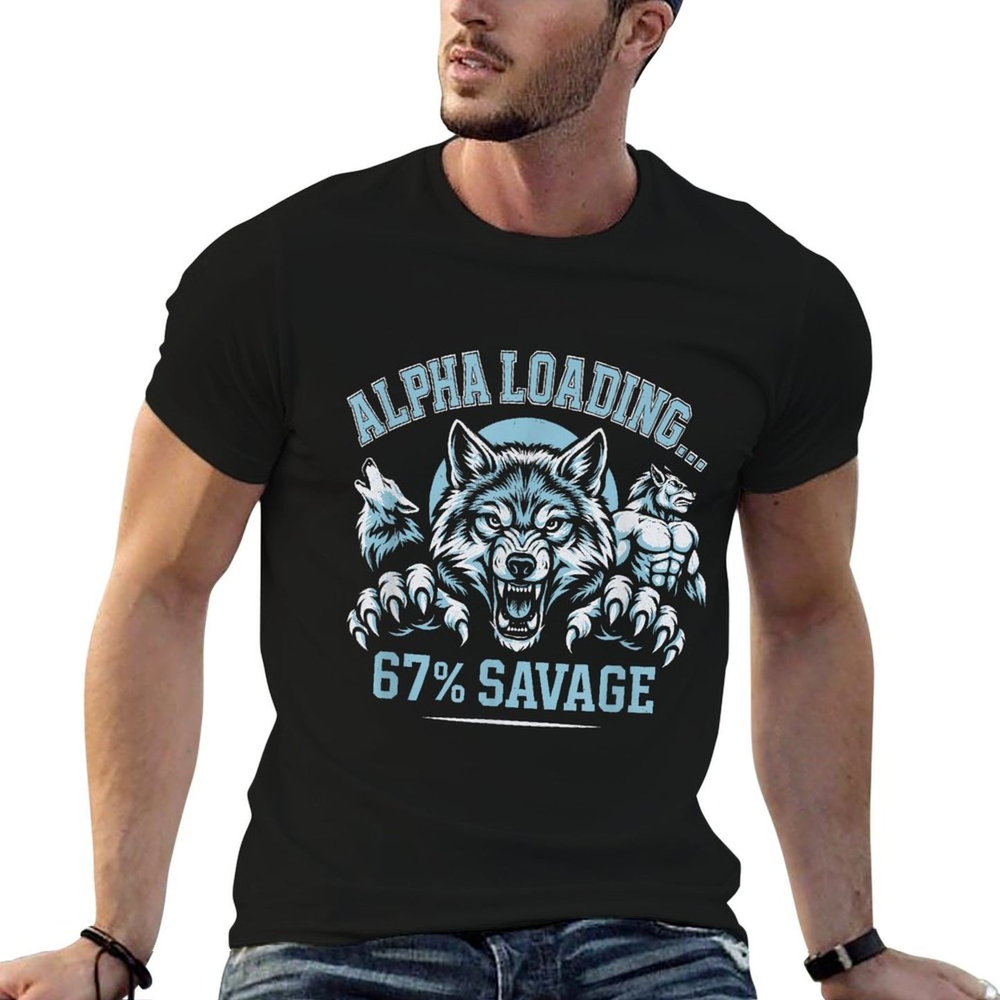 Alpha Wolf Loading 67 Savage Funny Gen Z Meme  Soft T-Shirt