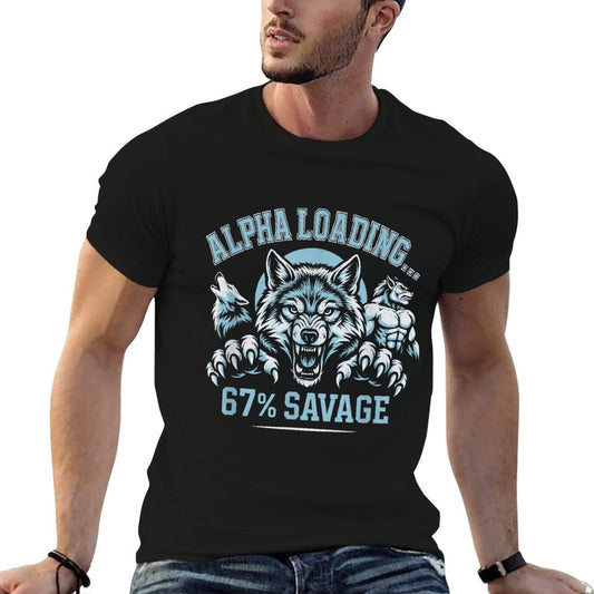 Alpha Wolf Loading 67 Savage Funny Gen Z Meme  Soft T-Shirt