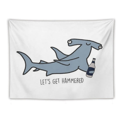 Lets Get Hammered Hammerhead Shark Tapestry