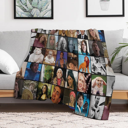 Nicholas Cage Pattern - Nicolas Cage - Nick Cage Nic Cage Throw Blanket