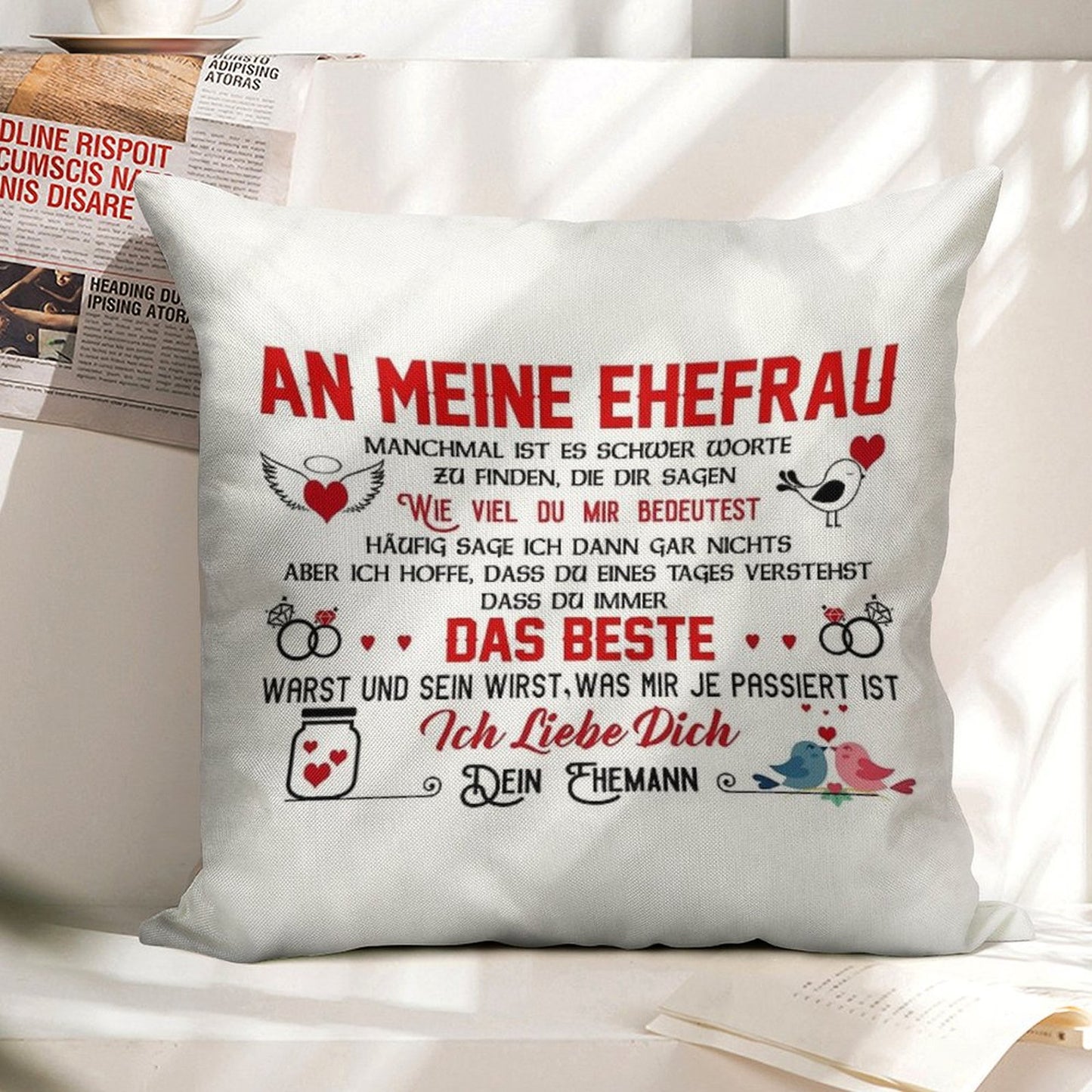 Gift for My Wife Perfect Gift Linen Throw Pillow Cover