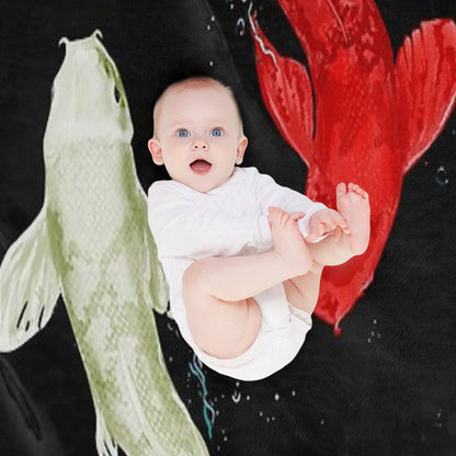 Koi Fishes Throw Blanket