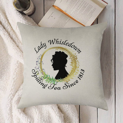 Lady Whisledown Society Paper Spilling The Tea Since 1813 Linen Throw Pillow Cover
