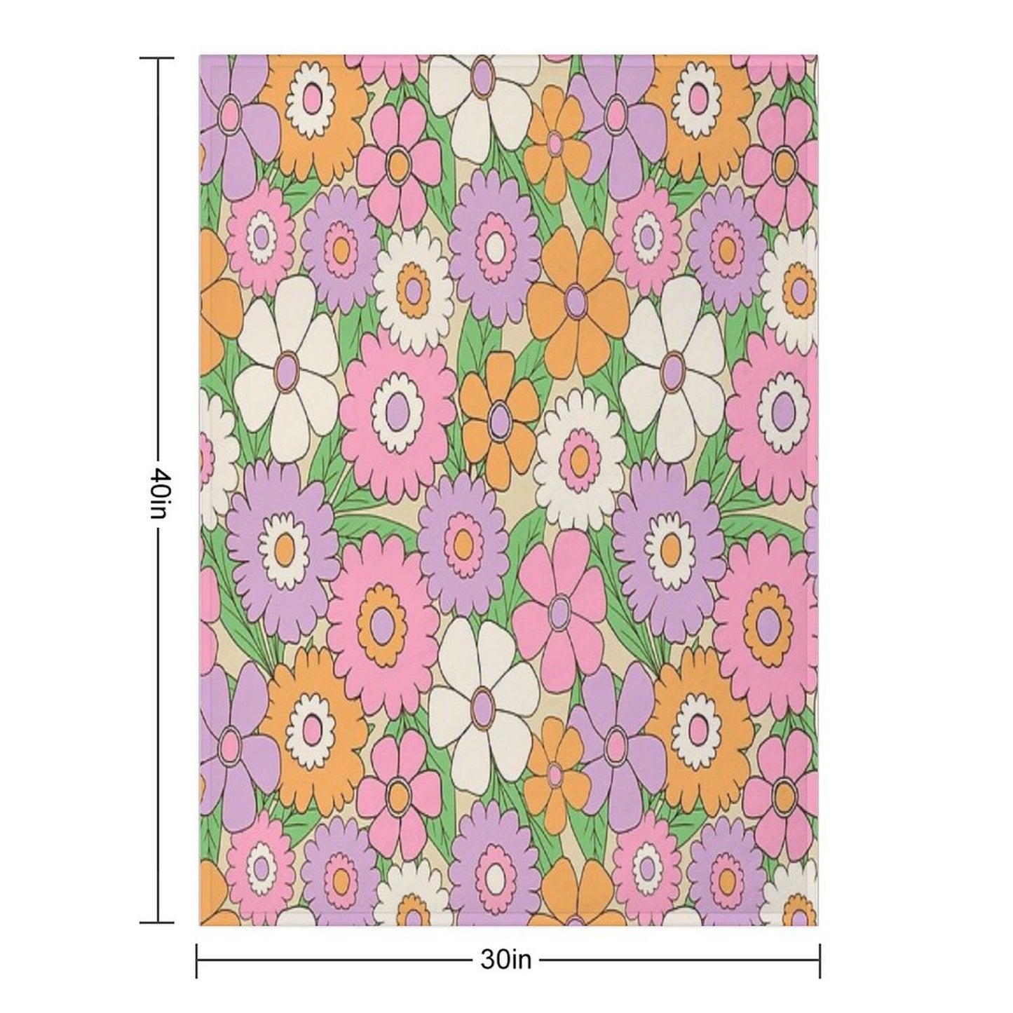 Groovy Retro Flower Power Pattern in Lilac, Pink And Orange Throw Blanket