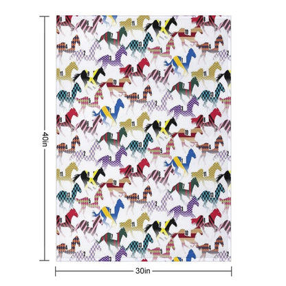 Off to The Horse Races Jockey Silks Pattern Throw Blanket