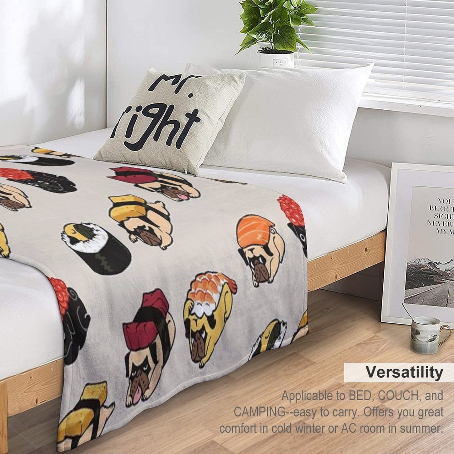 Sushi Pug Throw Blanket