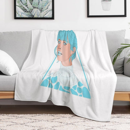 Girl in Light Blue Throw Blanket
