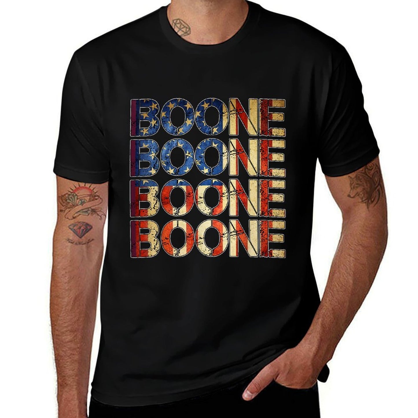 Boone Family Name I Love Boone Personalized Vintage  Versatile T-Shirt