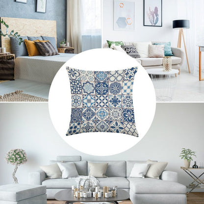 Portuguese Azulejos Linen Throw Pillow Cover