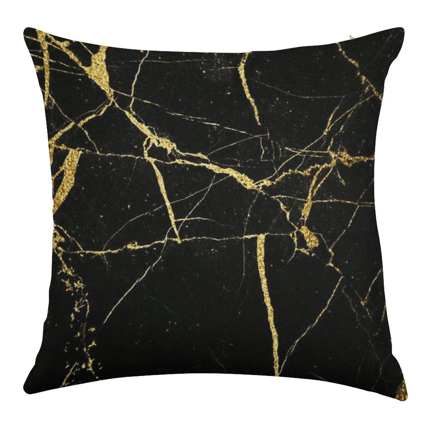 Luxe Black And Gold Marble Linen Throw Pillow Cover