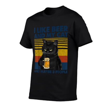 I Like Beer My Cat And Maybe 3 People Funny Cat Lovers Gift T-Shirt