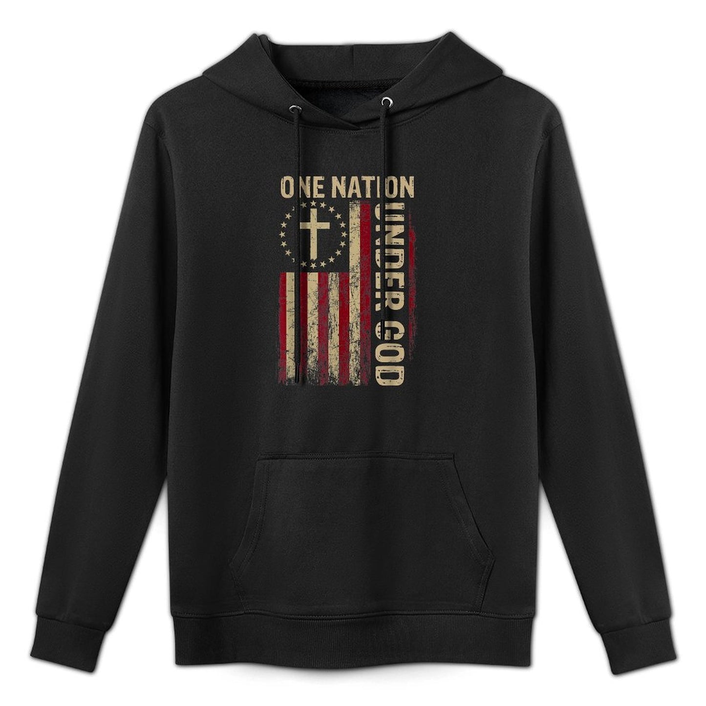 One Nation Under God 4th Of July Patriotic Christian Kangaroo Pocket Hoodie