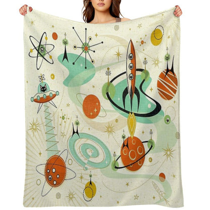 Atomic Cats in Space ©studioxtine Throw Blanket