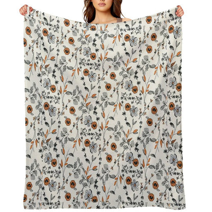 Orange Flower Pattern Throw Blanket