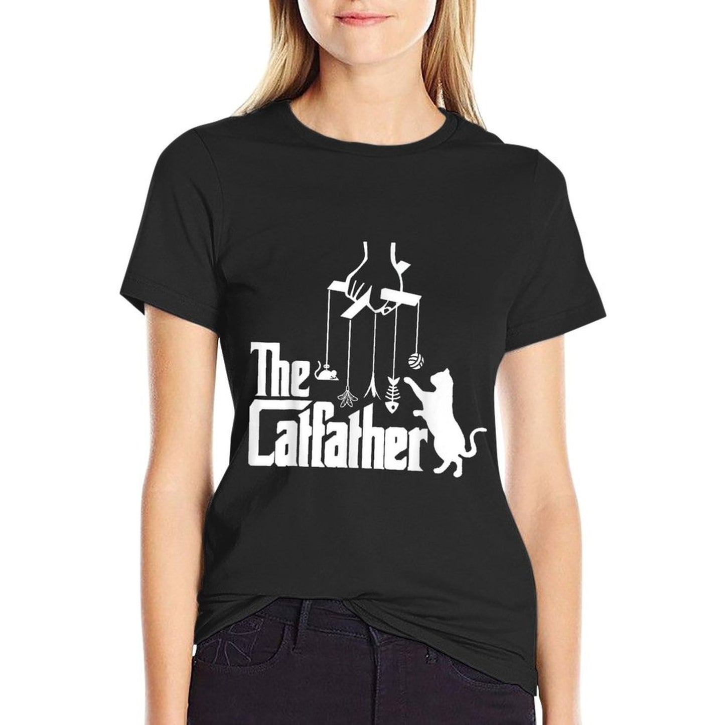 Funny Cat Dad Life The Catfather Fathers Day Mens Vintage  Moisture-wicking T-Shirt