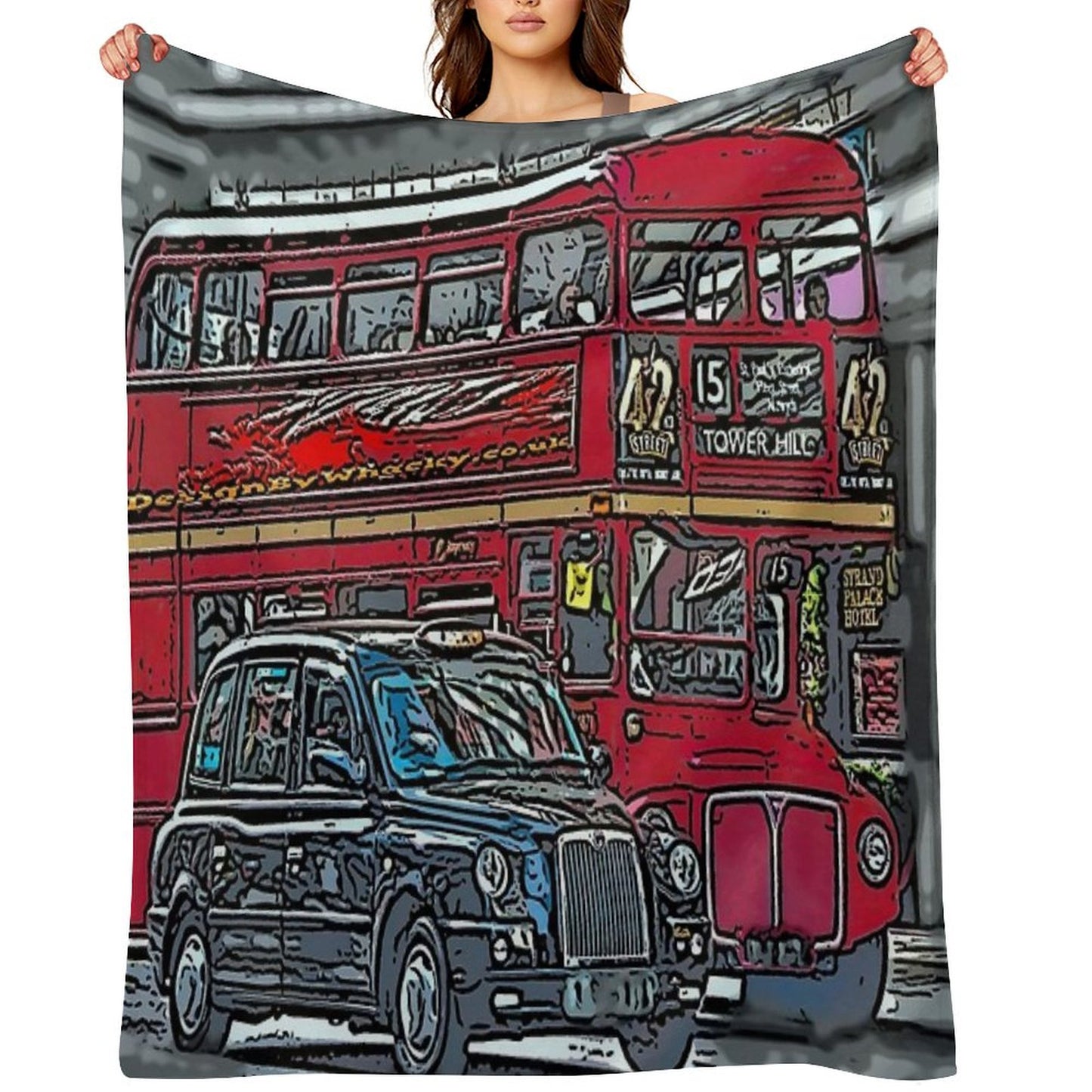 London Bus And Cab Throw Blanket