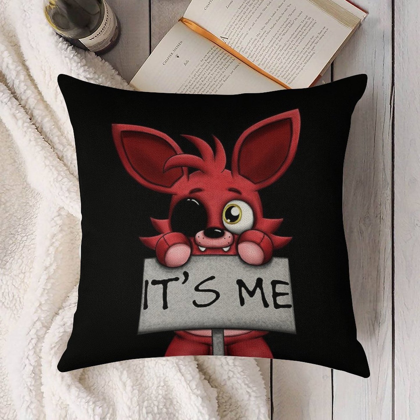 FNAF Plush Foxy Linen Throw Pillow Cover