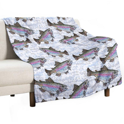Rainbow Trout Fish Pattern Throw Blanket