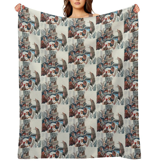 Wood Chopping Friends Throw Blanket