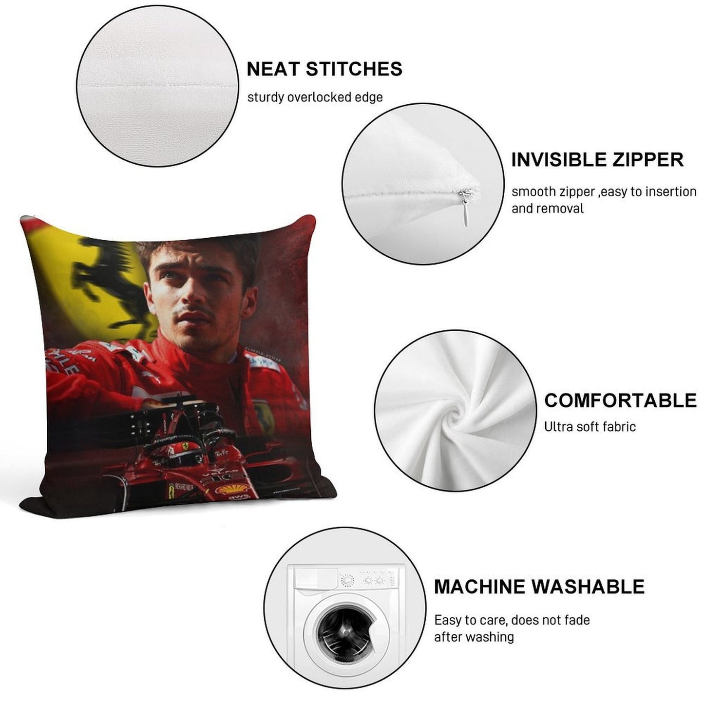 Charles Leclerc F1 2022 Soft Gift Ready Throw Pillow