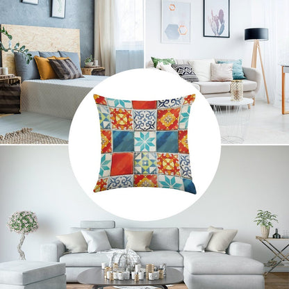 Colorful Azulejos Tiles from Azul Board Game Linen Throw Pillow Cover