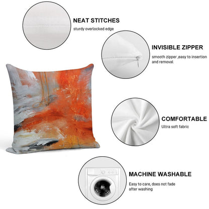 Red Orange Abstract Print Soft Luxury Feel Throw Pillow