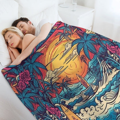 Surf Tribe – Popular Art, Vintage Style Surfing Gift Throw Blanket