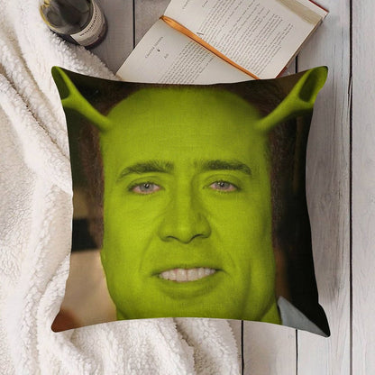 Nicolas CageShrek Linen Throw Pillow Cover