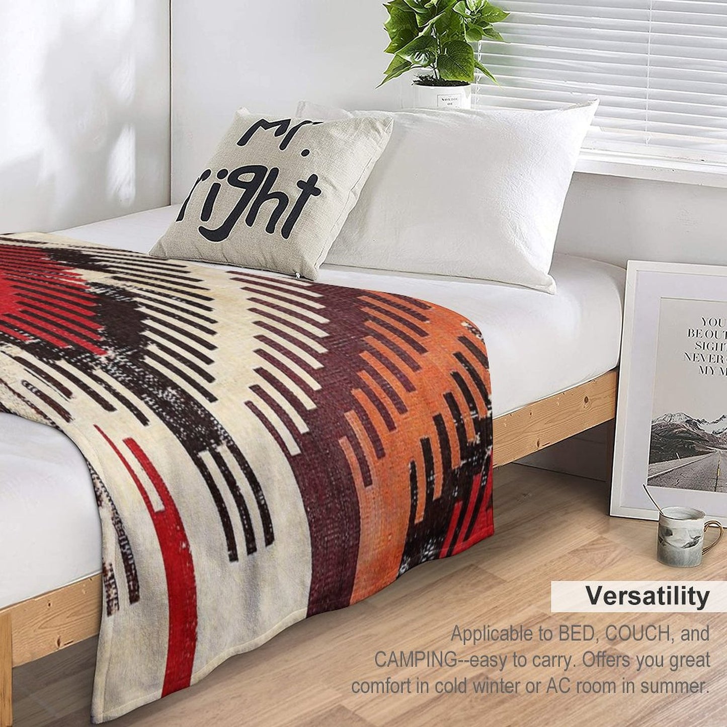 Afyon Central Anatolian Kilim Fragment Print Throw Blanket