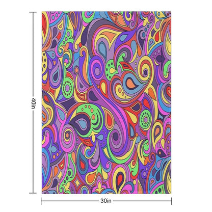 Groovy Psychedelic Hippy Paisley Pattern Throw Blanket