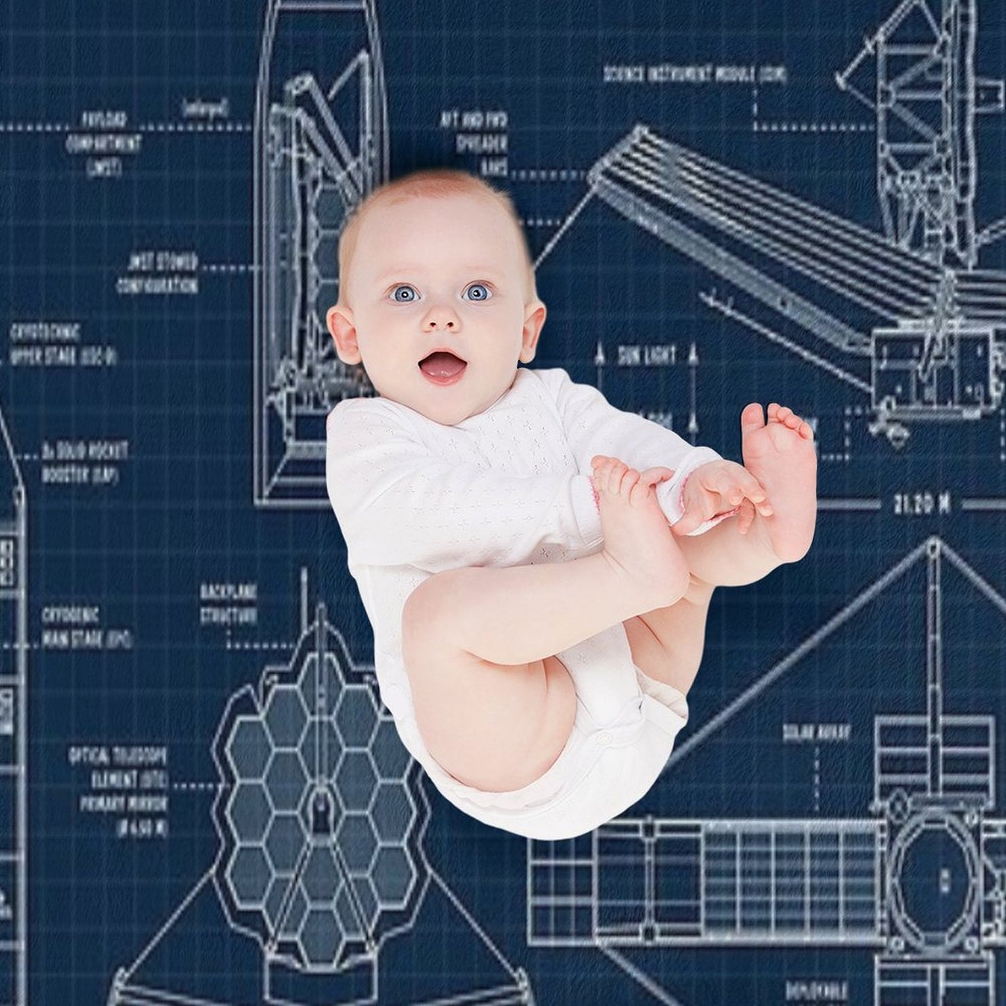 James Webb Space Telescope (Navy Blueprint) Throw Blanket